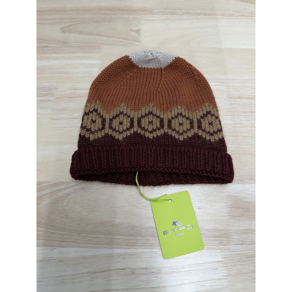 ETRO Wool Mohair Ribbed Knit Made In Italy Beanie Hat One Size Unisex